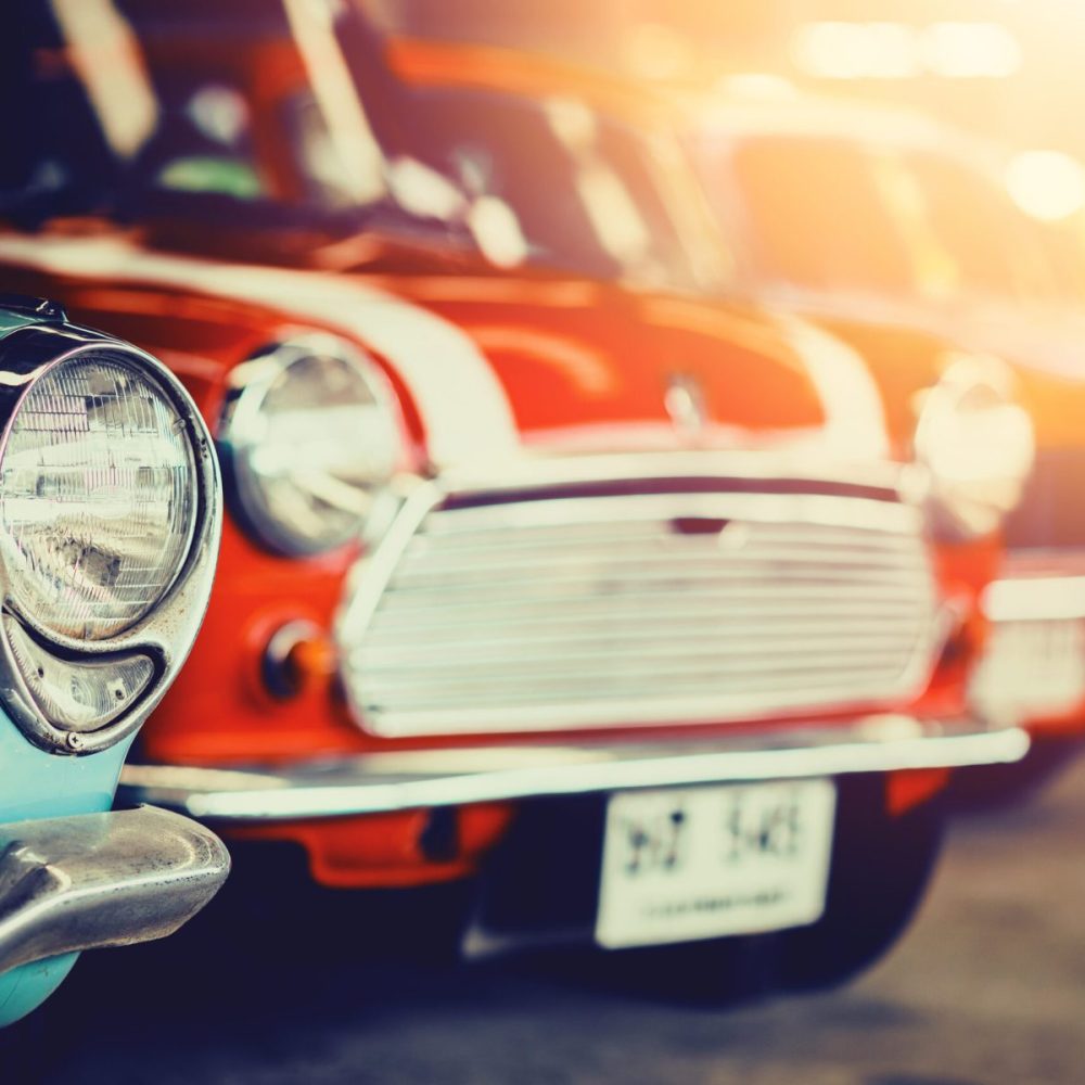 Classic Old Cars with colorful,Vintage retro effect style pictures.